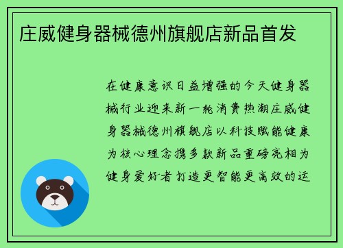 庄威健身器械德州旗舰店新品首发