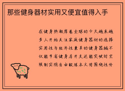 那些健身器材实用又便宜值得入手